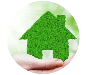 a green energy home logo