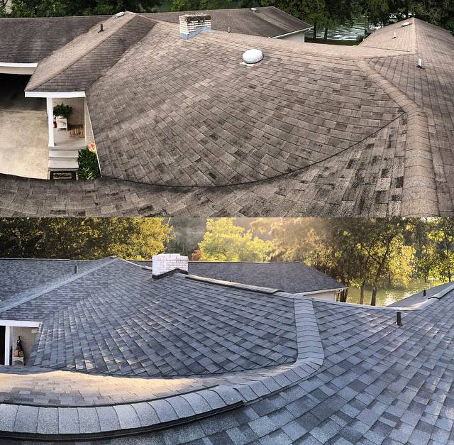 Before and After of a roof replacement in Nashville, TN