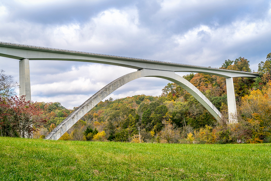Double arch bridge at Natchez Trace Parkway in Franklin, Tennessee