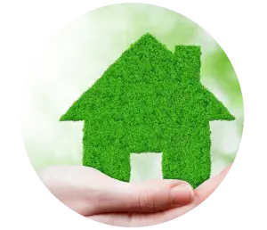 a green energy home logo
